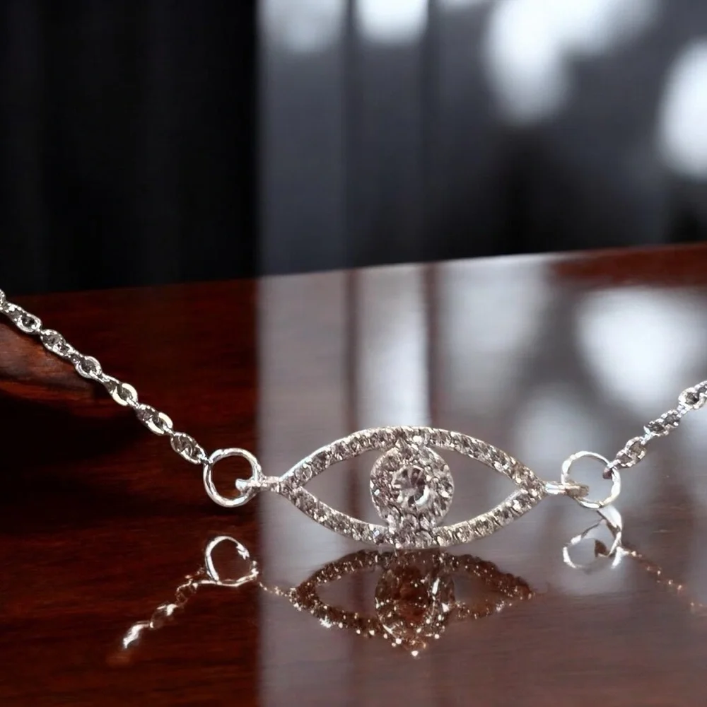 Sparkling Evil Eye Necklace 17.5” Protects you or loved ones from harm